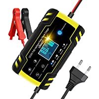 Los mejores  - URAQT Cargador Baterias Coches- 8A 12V-24V Mantenimiento Automático e Inteligente Múltiples Protecciones LCD y Botón de…